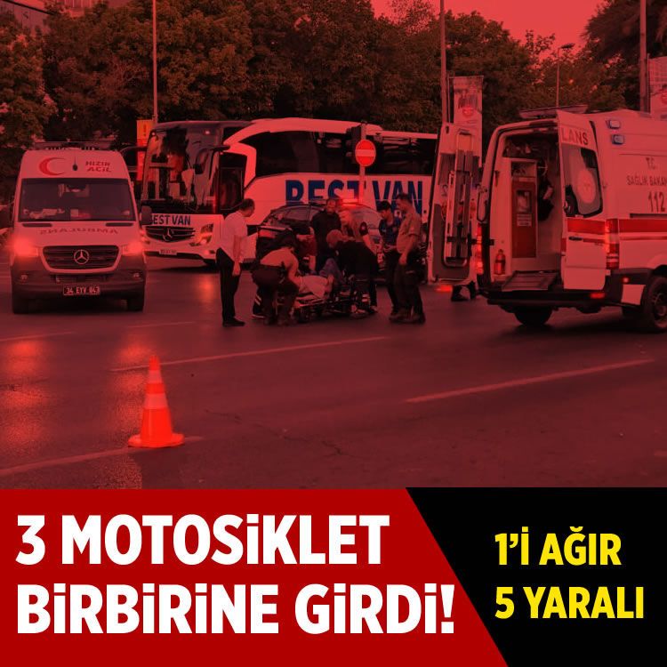 Vatan Caddesi'nde 3 motosiklet birbirine girdi: 1'i ağır 5 yaralı