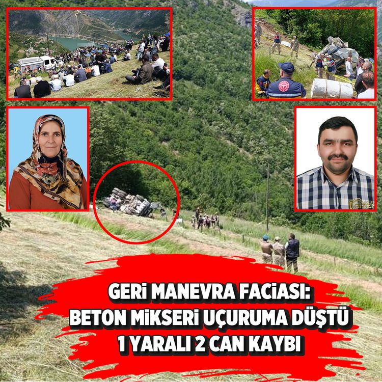 Geri manevra faciası: Beton mikseri uçuruma düştü, 2 can kaybı