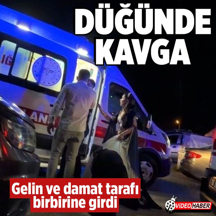 Düğün merasiminde gergin anlar: Gelin ve damat tarafı birbirine girdi