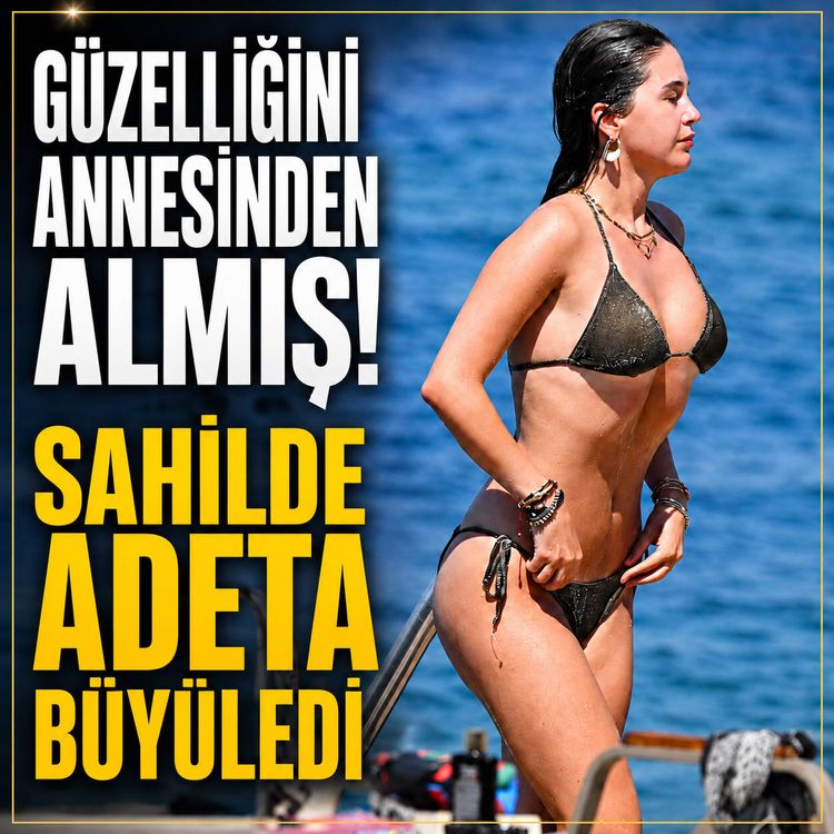 Güzelliğini annesinden almış! Duru Kınay  sahilde adeta fırtına estirdi