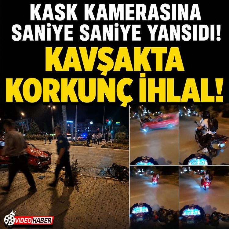 Kask kamerasına yansıyan feci kaza: Otomobil sürücüsü aranıyor
