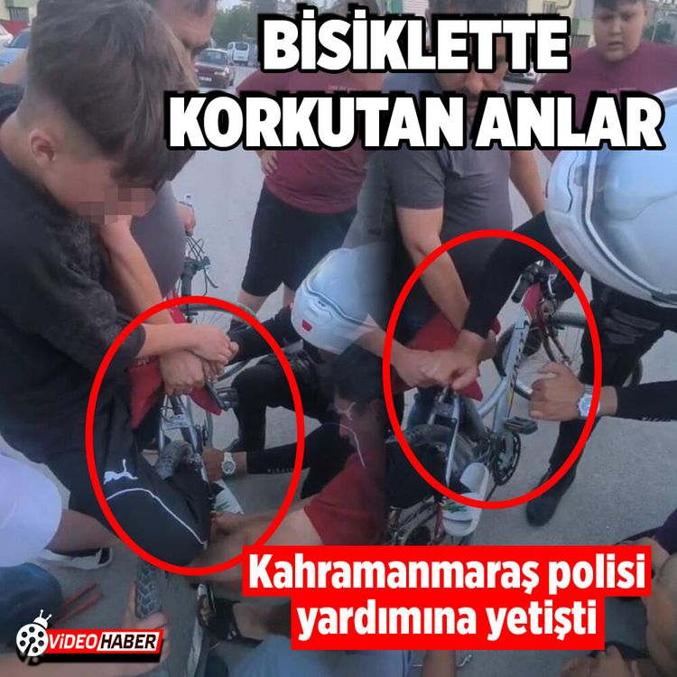 Kahramanmaraş’ta ayağı bisiklete sıkışan çocuk, polis tarafından kurtarıldı