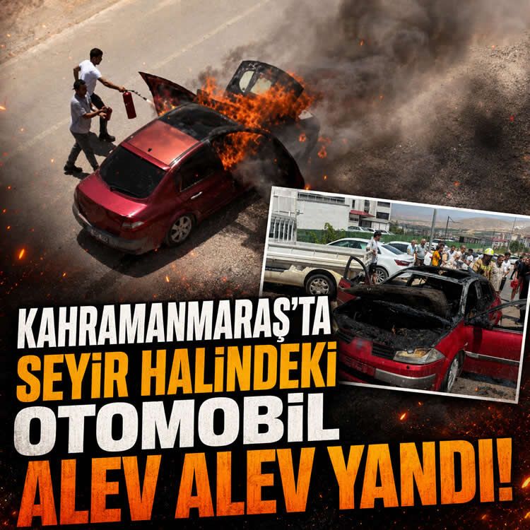 Kahramanmaraş'ta seyir halindeki otomobil ale alev yandı!