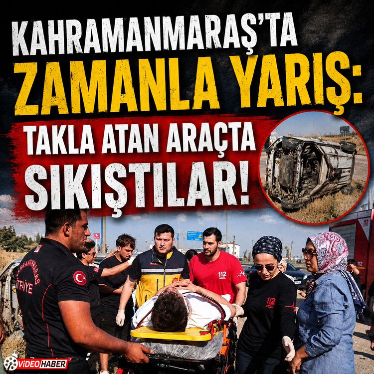 Kahramanmaraş Ağcalı'da korkutan kaza: Araçta sıkıştılar