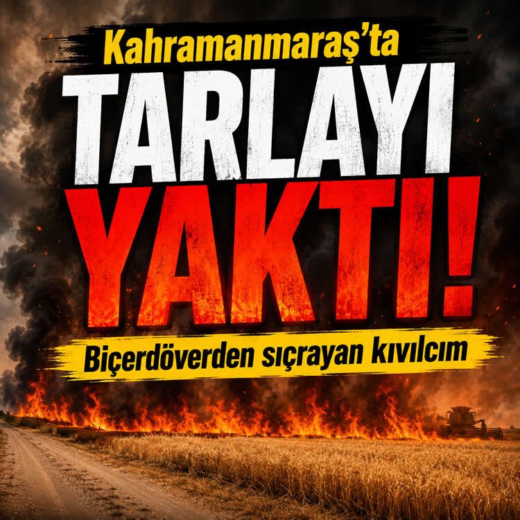 Kahramanmaraş Elbistan'da biçerdöverden sıçrayan kıvılcım arpa tarlasını yaktı