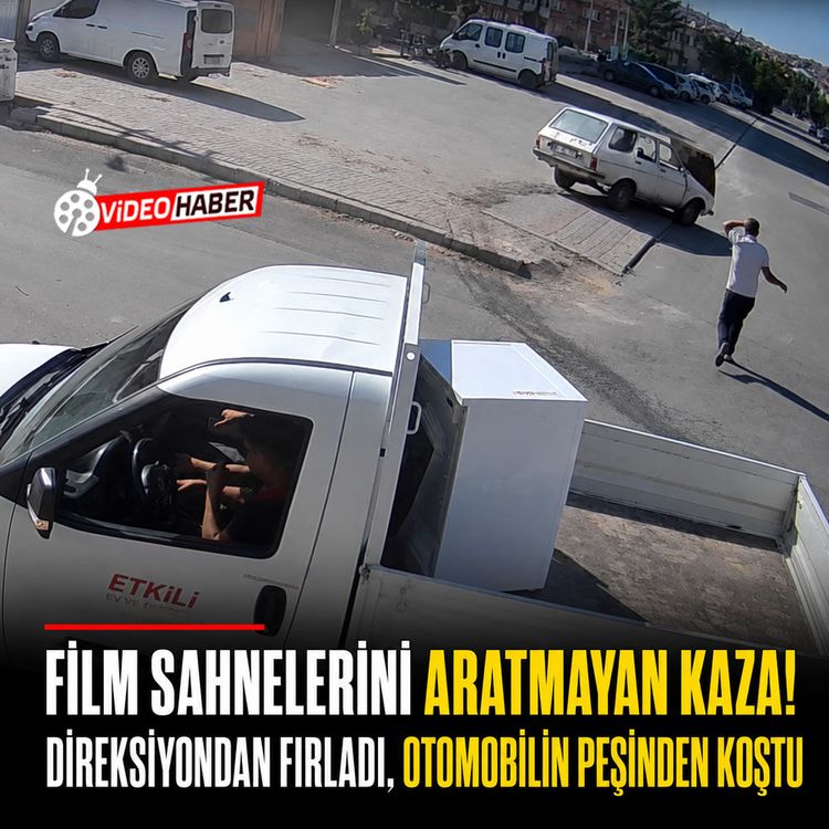 Film sahnelerini aratmayan kaza! Direksiyondan fırladı, otomobilin peşinden koştu