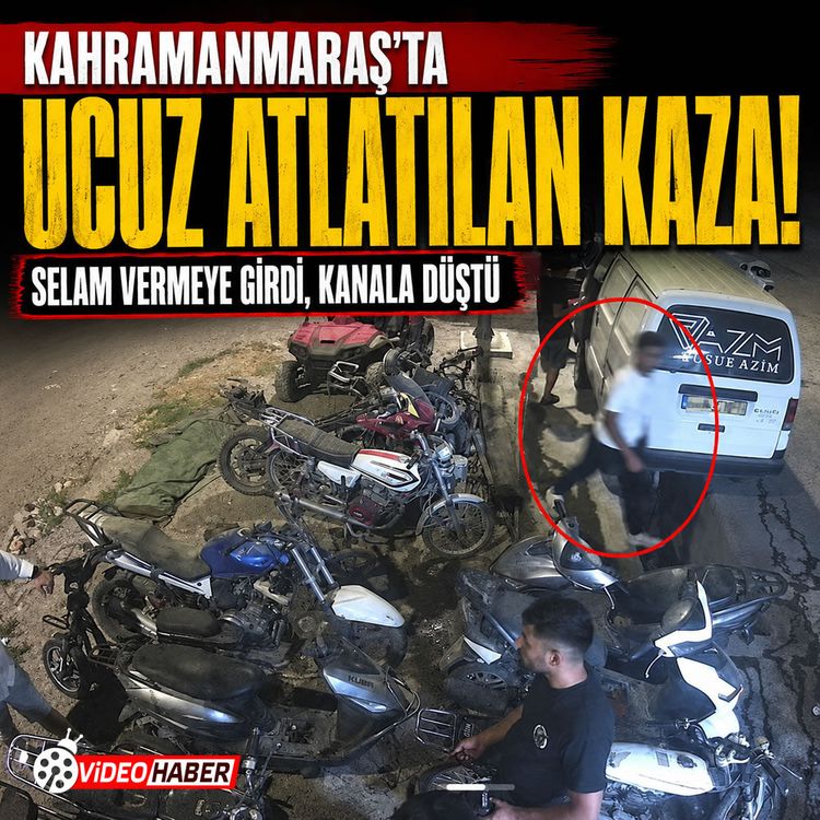 Kahramanmaraş'ta ucuz atlatılan kaza! Selam vermeye girdi, kanala düştü