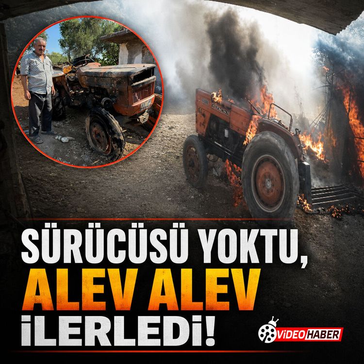 Sürücüsü yoktu, alev alev ilerledi! Sıra dışı kazanın görüntüleri ortaya çıktı