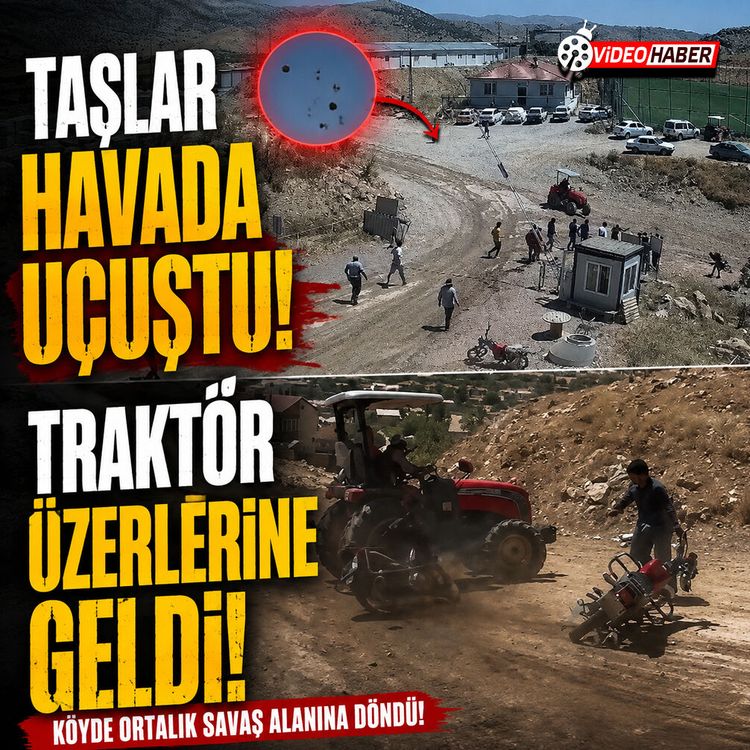 Taşlar havada uçuştu, Traktör üzerlerine geldi!