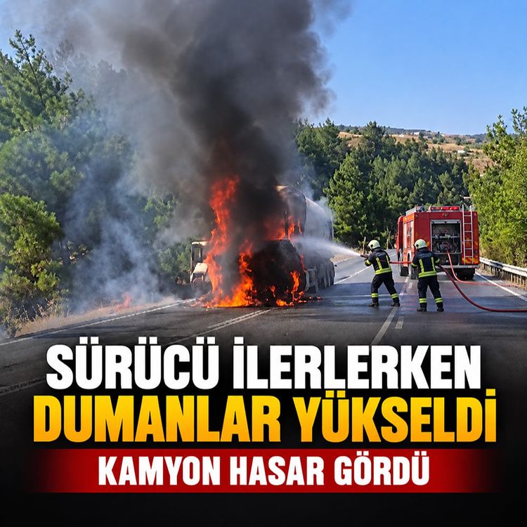 Andırın yolunda kamyon yangını: Alevlere teslim oldu