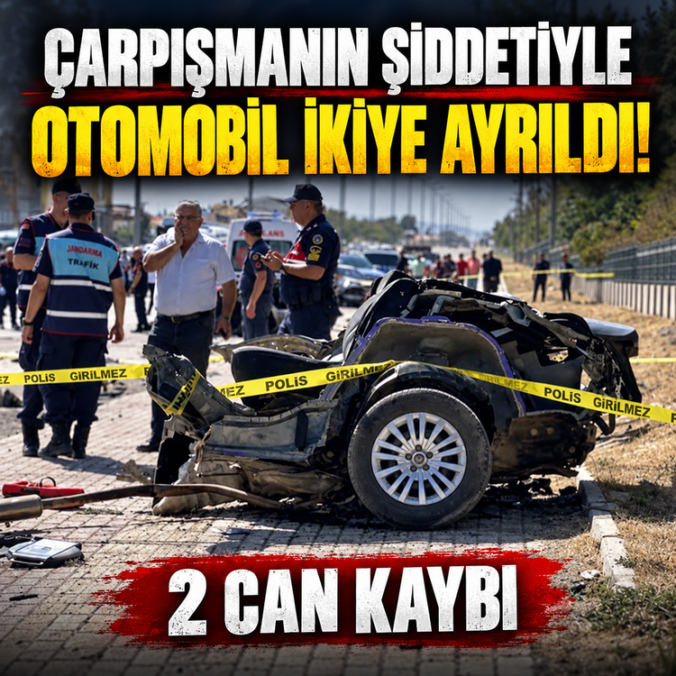 Çarpışmanın şiddetiyle otomobil ikiye ayrıldı!