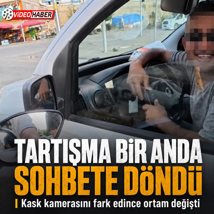 Erzurum’da yol tartışması kamerayı görünce tatlıya bağlandı
