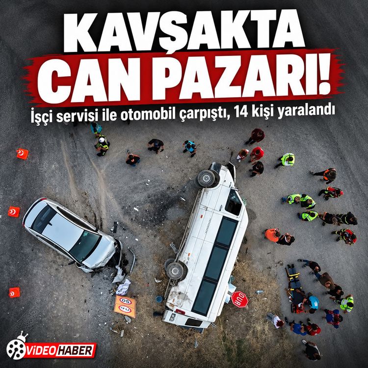 Kırıkkale’de işçi servisi ile otomobil çarpıştı: 14 yaralı