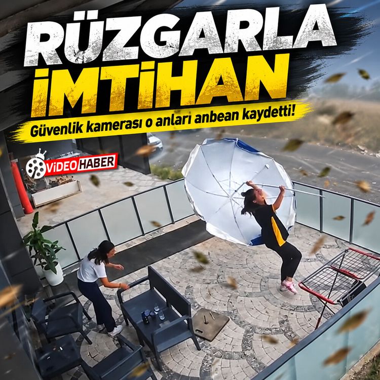 Rüzgarla imtihan: Güvenlik kamerası o anları anbean kaydetti!