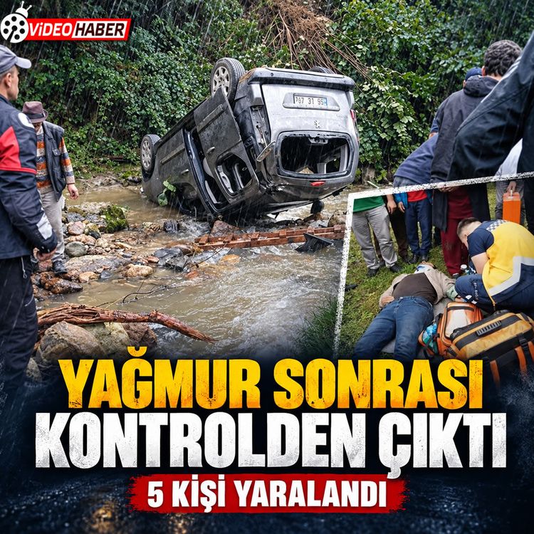 Şalpazarı’nda korkutan kaza: Araç dereye uçtu
