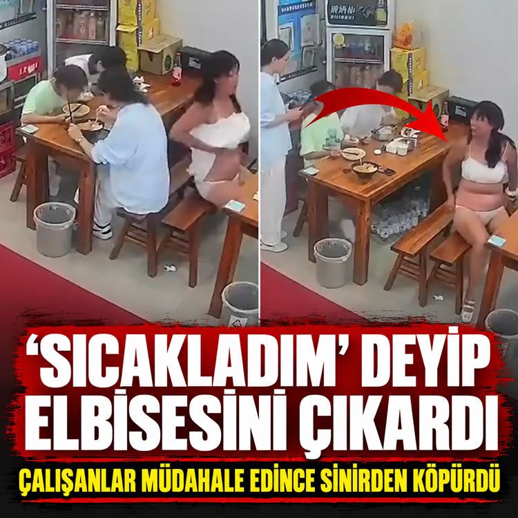 "Sıcakladım" dedi, restoranda iç çamaşırlarıyla yemeğe devam etti!