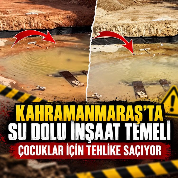 Kahramanmaraş'ta inşaat temeli süs havuzu oldu: Çocuklar tehlikeye kulaç atıyor