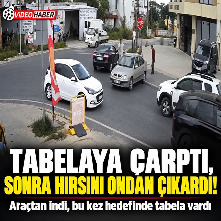 Tekirdağ’da tabelaya çarptı, sonra sökmeye çalıştı