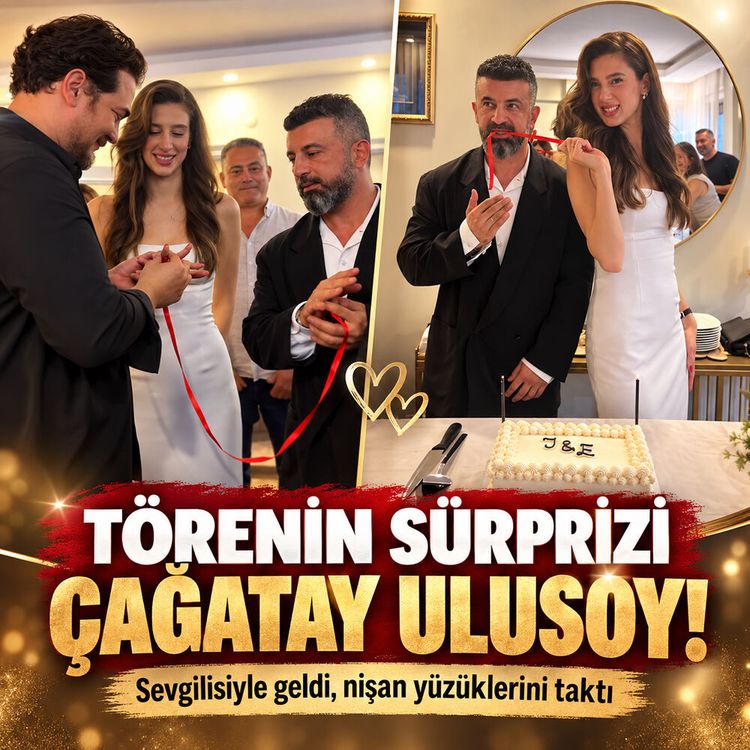 Törenin sürprizi Çağatay Ulusoy! Sevgilisiyle geldi, nişan yüzüklerini taktı
