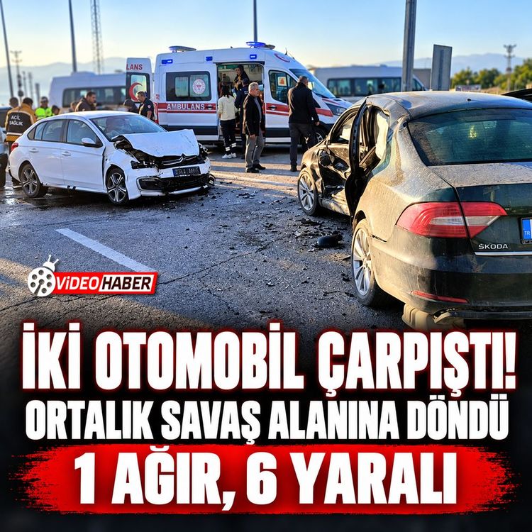 İki otomobil çarpıştı! Ortalık savaş alanına döndü