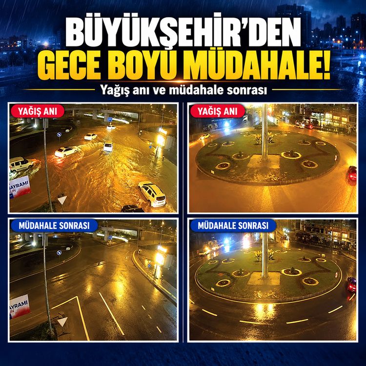 Kahramanmaraş’ta sağanak alarmı! Büyükşehir ekipleri sabaha kadar sahadaydı