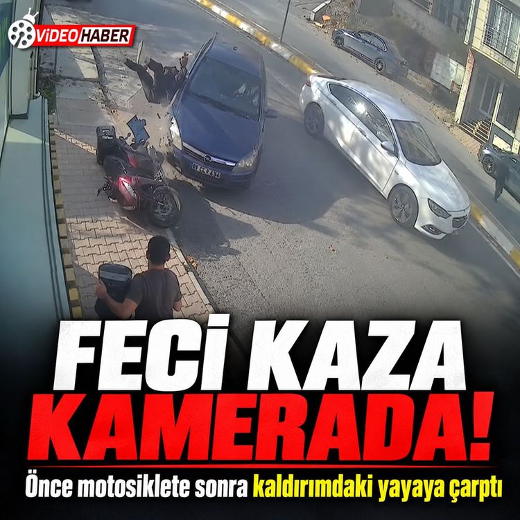 Kontrolden çıkan otomobil motosikletliye ve yayaya çarptı
