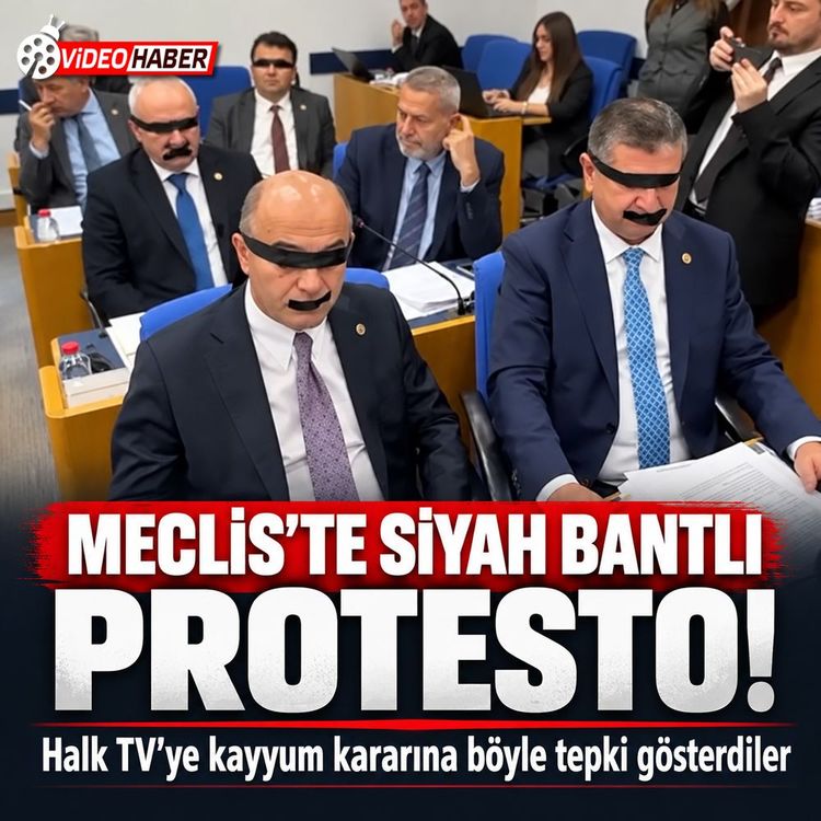 Yeni Parti vekillerinden Halk TV için siyah bantlı protesto