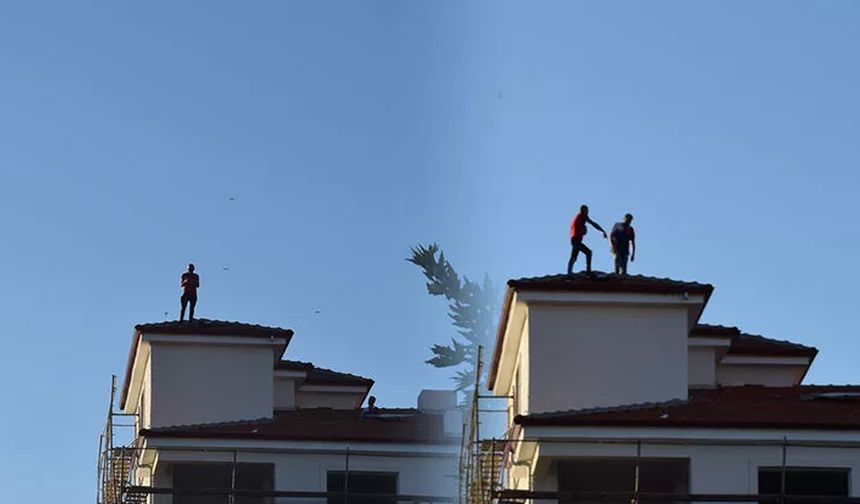 Malatya'da çatıdan kendisi indi, arkadaşını çıkardı