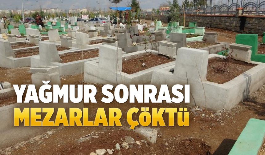 Yağmur sonrası depremzedelerin mezarları çöktü, obruklar oluştu