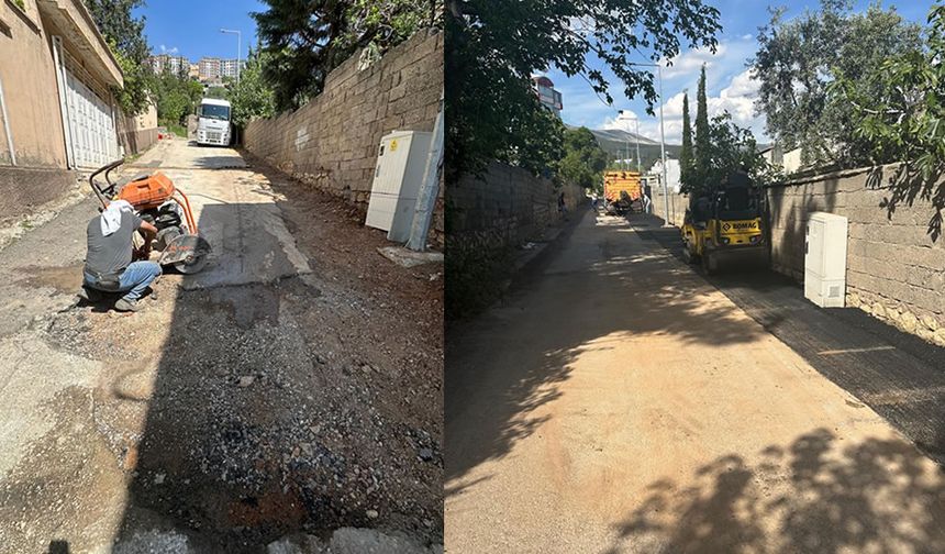 Onikişubat Belediyesi, Mağralı Mahallesi’ndeki yol tahribatlarını gideriyor