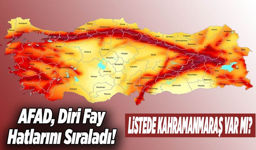 AFAD, Diri Fay Hatlarını Sıraladı! Listede Kahramanmaraş Var Mı?