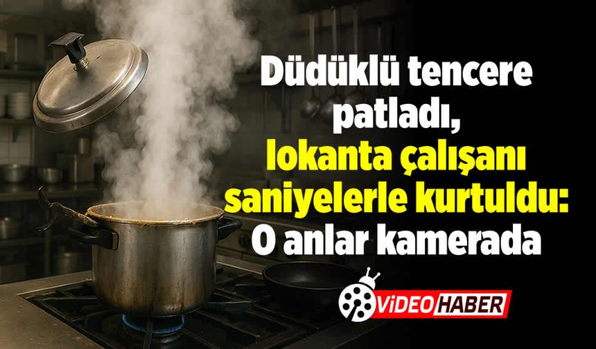 Mersin'de düdüklü tencere patladı, lokanta çalışanı kıl payı kurtuldu: O anlar kamerada