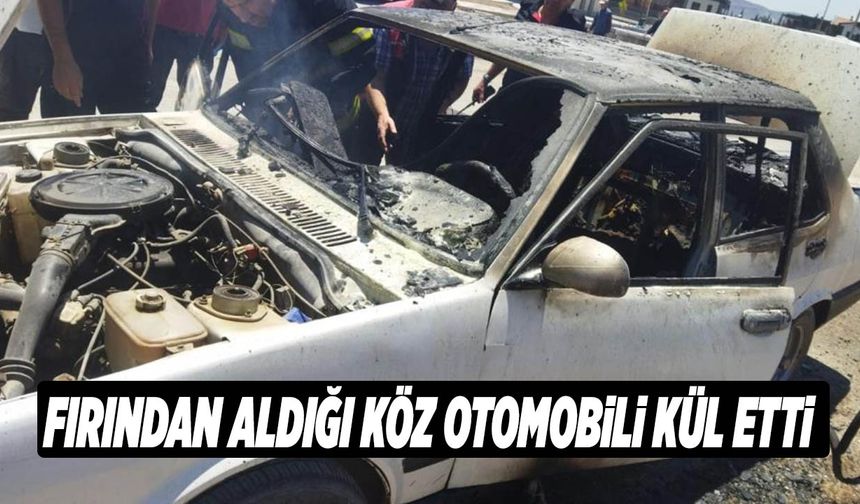 Kahramanmaraş’ta Otomobil Yangını! Fırından Aldığı Köz Otomobili Kül Etti