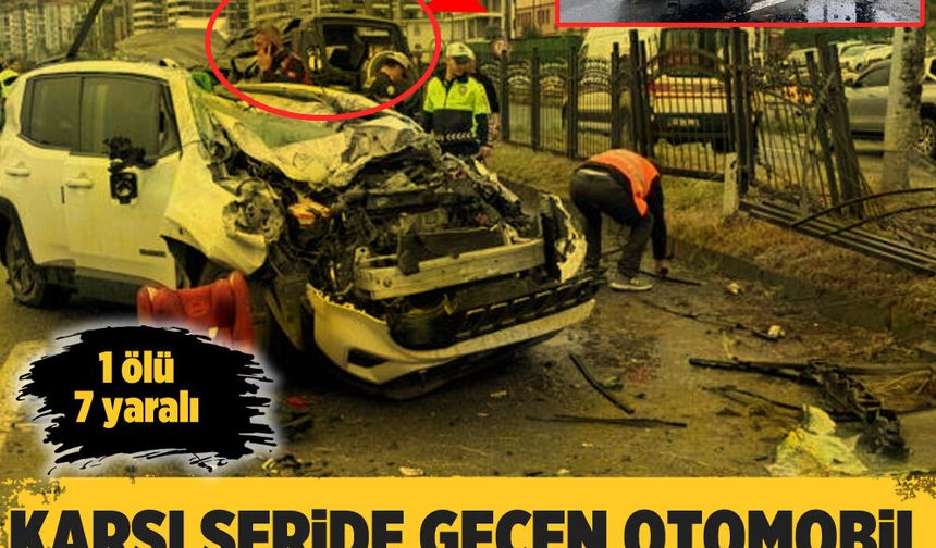 Karşı şeride geçen otomobil facia yarattı 1 ölü 7 yaralı