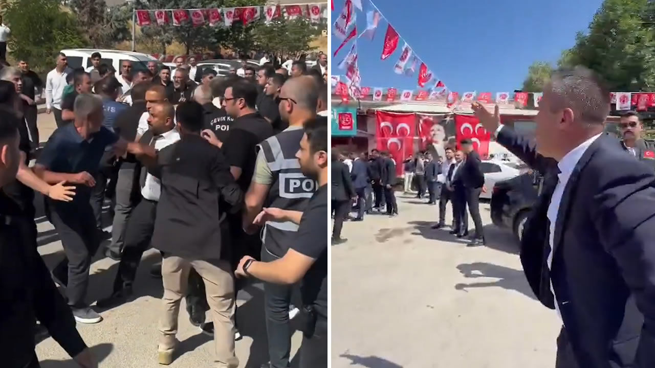 MHP Elbistan İlçe Kongresi’nde adaylık krizi: Salon önünde biber gazlı müdahale