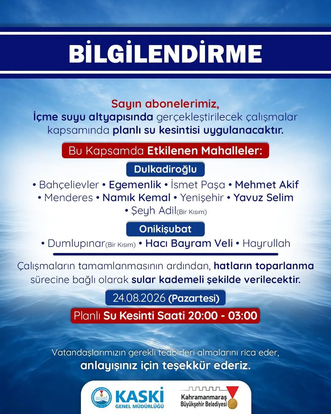 Su Kesintisi Kanalmaras