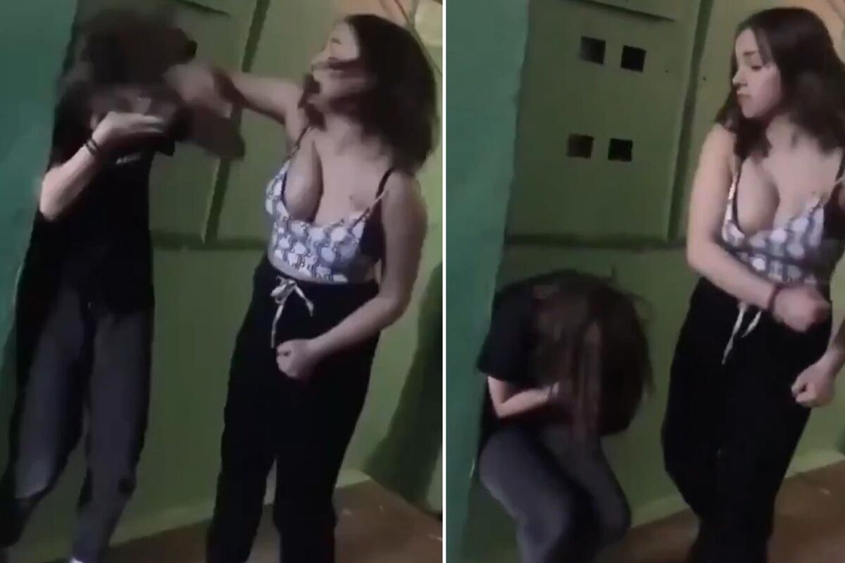 Okul koridorunda ‘yan baktın’ kavgası: Çaresizce kendini korumaya çalıştı!