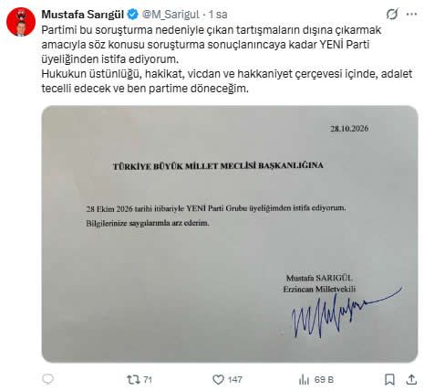 Sorusturma Sonrasi Sarigulden Kritik Karar Partisinden Ayrildi96